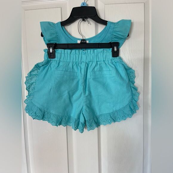 gb girls 2 piece blue ruffle set size M 8/10 nwt - Picture 2 of 9